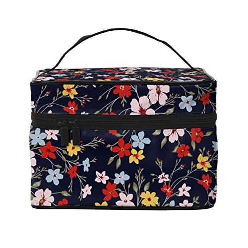 Nahtlose Blumen-Make-up-Tasche Reise-Kosmetiktasche für Frauen Mädchen Große Make-up-Organizer-Tasche Tragbare Kulturtasche Reiseutensilien von DJNGN