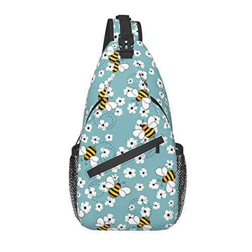 Niedliche Bienen-Umhängetasche, Umhängetasche, Umhängetasche, gelbe Biene, Schulter- und Brusttasche für Damen und Herren, Reisen, Wandern, Tagesrucksack von DJNGN