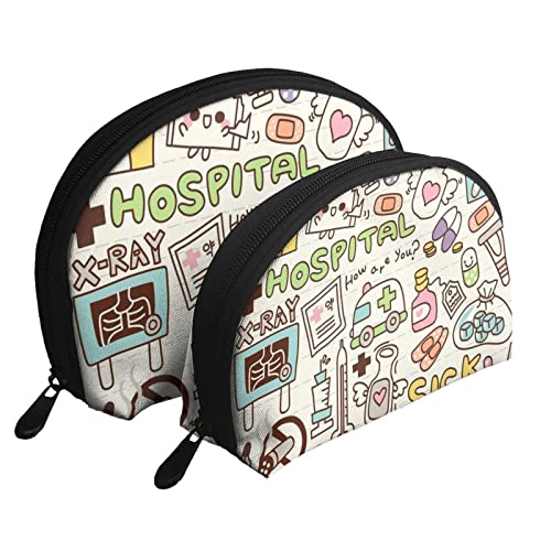 Niedliche Doodle-Krankenhaus-Kosmetiktasche, Reise-Clutch-Tasche für Frauen und Mädchen von DJNGN