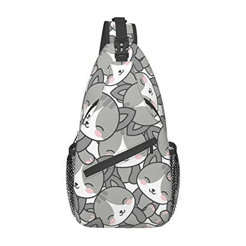 Niedliche Katzen-Tragetasche, Brusttasche, Tagesrucksack, Umhängetasche für Reisen, Sport, Laufen, Wandern von DJNGN