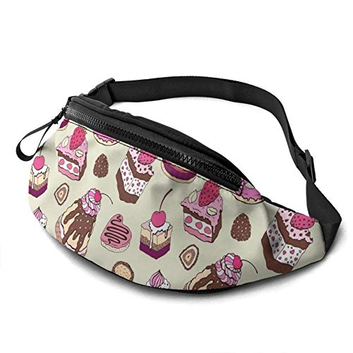 Niedliche Kuchen-Gürteltasche für Männer und Frauen, mit verstellbarem Reißverschluss, Sport-Fitness-Gürteltasche für Workout, Reisen, Freizeit, Laufen von DJNGN