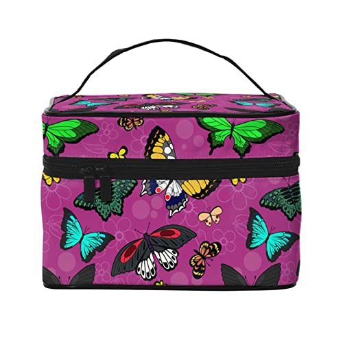 Niedlicher Kulturbeutel mit Schmetterlingsmotiv für Damen, Kosmetiktasche, Reise-Toilettenartikel, Make-up-Organizer von DJNGN