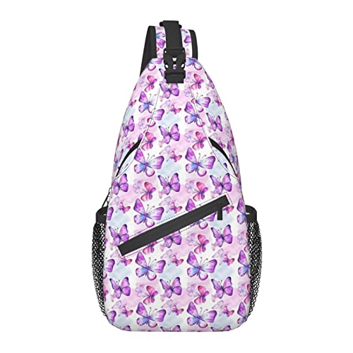 Niedliche Schmetterlings-Schultertasche, Umhängetasche, Brust-Tagesrucksack, lässiger Rucksack, Reisen, Wandern, Schultertaschen für Damen und Herren von DJNGN