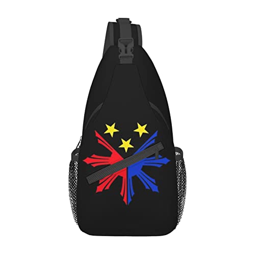 Niedliche Schultertasche mit philippinischer Flagge, Umhängetasche, philippinischer Casual-Schulter-Brusttasche, Reise-Tagesrucksack für Damen und Herren von DJNGN