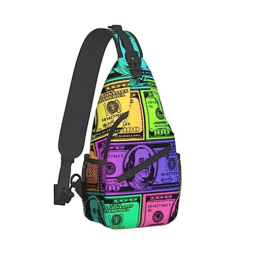 Niedliche Sling-Schulterrucksäcke, kompatibel mit American Money Colorful Bill Dollars Bags, Brustsack, Diebstahlsicherer Umhängetasche zum Wandern, Reisen, Sport, Mehrzweck-Tagesrucksäcke für Männer von DJNGN