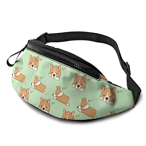 Niedlicher Corgi Laufgürtel Gürteltasche für Damen Herren Mode Hüfttasche Verstellbare Gürteltasche für Reisen Wandern Wandern Sport von DJNGN