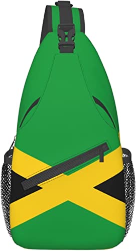 Niedlicher Sling-Rucksack mit Jamaika-Flagge, Mehrzweck-Umhängetasche, Reisen, Wandern, lässiger Tagesrucksack für Männer und Frauen von DJNGN