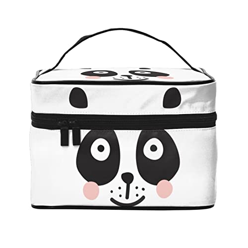 Niedliches Panda-Gesicht, weiße Make-up-Tasche, Reise-Kosmetiktasche für Frauen, Mädchen, große Make-up-Organizer-Tasche, tragbare Kulturtasche, Reiseutensilien von DJNGN