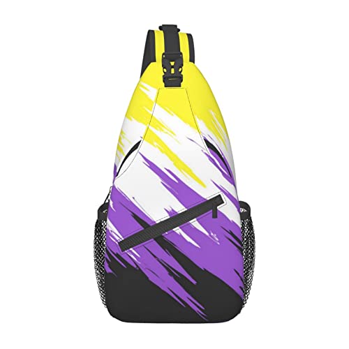 Nonbinary Pride Flag Sling-Rucksack, Mehrzweck-Brusttasche, Wandern, Reisen, Tagesrucksack, Umhängetasche, Outdoor von DJNGN