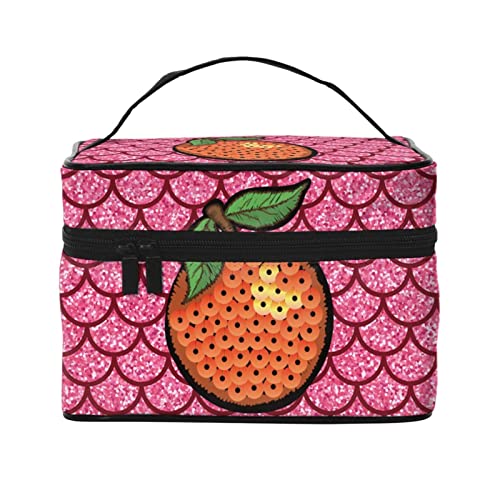 Orangefarbene Pailletten-Make-up-Tasche, Kulturtasche für Frauen, Kosmetiktasche, Reise-Kulturtasche, Make-up-Reisetasche, Make-up-Organizer, große Make-up-Tasche von DJNGN