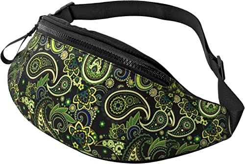 Paisley Lila Blumen Lässige Gürteltasche für Männer und Frauen, Verstellbarer Gürtel, Gürteltasche für Reisen, Wandern, Radfahren, Laufen, Festival, Rave von DJNGN