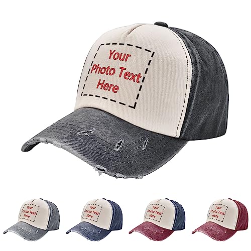 Personalisierte Baseballmütze für Männer Frauen, Personalisierte Mütze Trucker Hüte Benutzerdefinierte Dad Hüte Hip Pop Cap Ballhut Personalisierte Einstellbare Denim Casquette Hut Baseballmütze von DJNGN