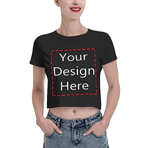 Personalisiertes T-Shirt für Frauen und Mädchen, individuelles Damen-T-Shirt, Damen-Baumwoll-T-Shirt, kurzärmeliges Crop-T-Shirt, entwerfen Sie Ihr eigenes Shirt von DJNGN