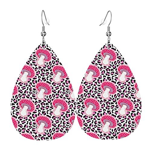 Pilz Rosa Schwarz Leopard Print Leder Ohrringe Für Frauen Baumeln Ohrring Tropfen Anhänger Mit Haken Geschenke Für Erwachsene Mädchen Pilz Rosa Schwarz Leopard Print Leder Ohrringe Für Frauen Baumeln Ohrring Tropfen Anhänger Mit Haken Geschenke Für Erwachsene Mädchen von DJNGN