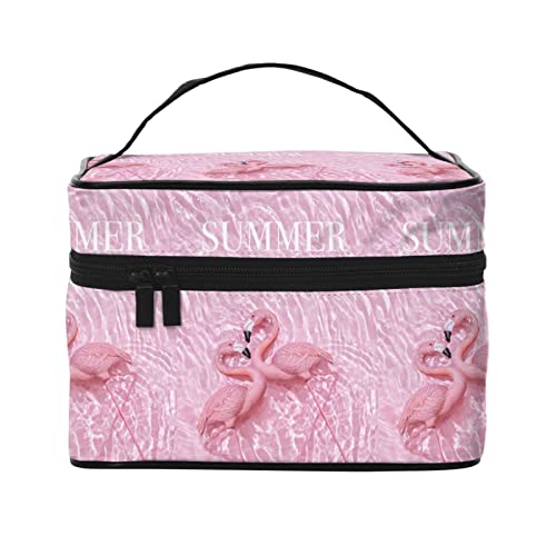 Pink Flamingo Make-up-Tasche Reise-Kosmetiktasche für Frauen Mädchen Große Make-up-Organizer-Tasche Tragbare Kulturtasche Reiseutensilien von DJNGN