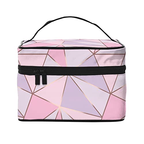 Pink Purple Triangle Make-up-Tasche Reise-Kosmetiktasche für Frauen Mädchen Große Make-up-Organizer-Tasche Tragbare Kulturtasche Reiseutensilien von DJNGN