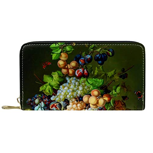 DJNGN Portemonnaie Leder Leder Reißverschluss Lange Geldbörse Obsttopf von DJNGN