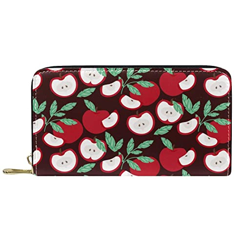 DJNGN Portemonnaie Leder Leder Reißverschluss Lange Geldbörse Rotes Muster von DJNGN