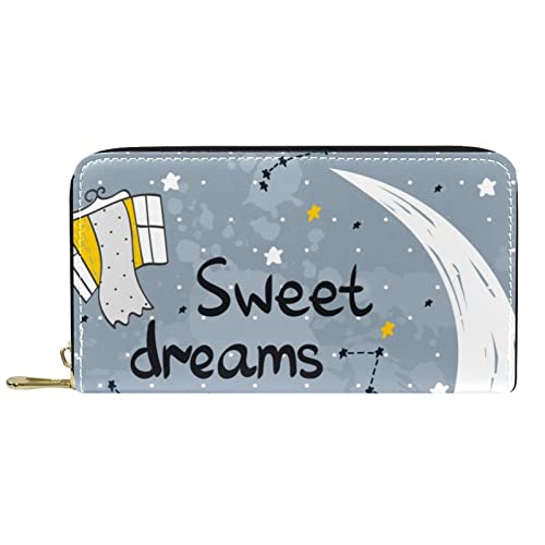 Portemonnaie Leder Leder Reißverschluss Lange Geldbörse Sweet Dream Sloth von DJNGN