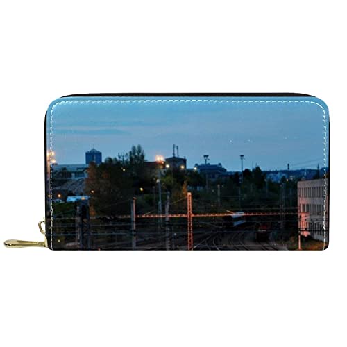 DJNGN Portemonnaie aus Leder mit langem Reißverschluss aus Leder mit Zugspurmuster von DJNGN