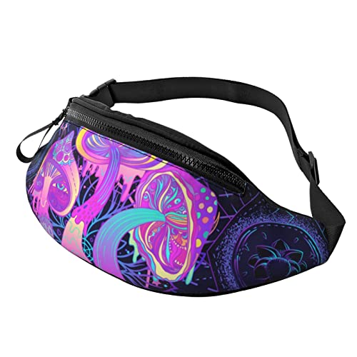 Psychedelic Mushrooms On Sacred Geometry Crossbody Bag Runner Small Hip Pouch Bum Bag Running Waistpack Bumbag Beltbag Sport Slim Modisch Zum Joggen Wandern Frau von DJNGN