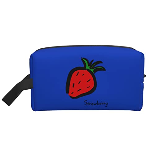 Red Berry Strawberry Blue Make-up-Tasche Reise-Toilettenartikel Make-up-Organizer Reise Große Kapazität Tragbare Reise-Kosmetiktaschen für Frauen Mädchen von DJNGN