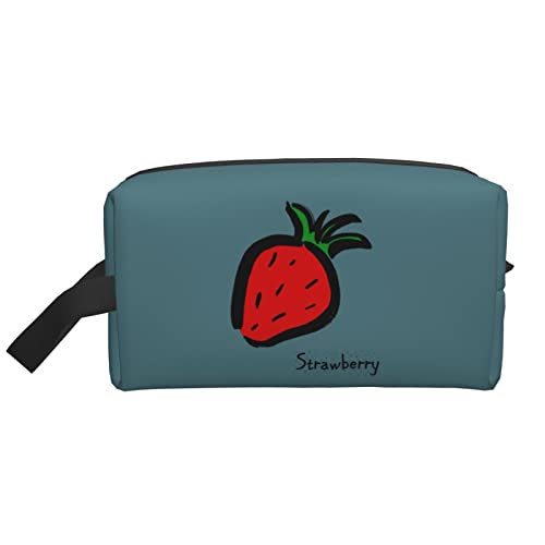 Red Berry Strawberry Dark Green Make-up-Tasche Reise-Toilettenartikel Make-up-Organizer Reise Große Kapazität Tragbare Reise-Kosmetiktaschen für Frauen Mädchen von DJNGN