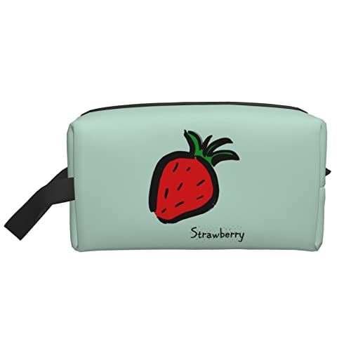 Red Berry Strawberry Light Green Make-up-Tasche, Reise-Toilettenartikel, Make-up-Organizer, große Kapazität, tragbare Reise-Kosmetiktaschen für Frauen und Mädchen von DJNGN