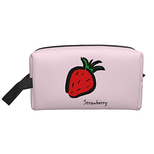 Red Berry Strawberry Pink Make-up-Tasche, Reise-Toilettenartikel, Make-up-Organizer, große Kapazität, tragbare Reise-Kosmetiktaschen für Frauen und Mädchen von DJNGN