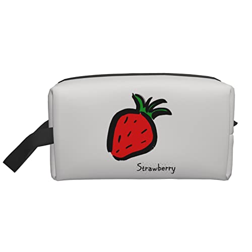 Red Berry Strawberry White Make-up-Tasche Reise-Toilettenartikel Make-up-Organizer Reise Große Kapazität Tragbare Reise-Kosmetiktaschen für Frauen Mädchen von DJNGN