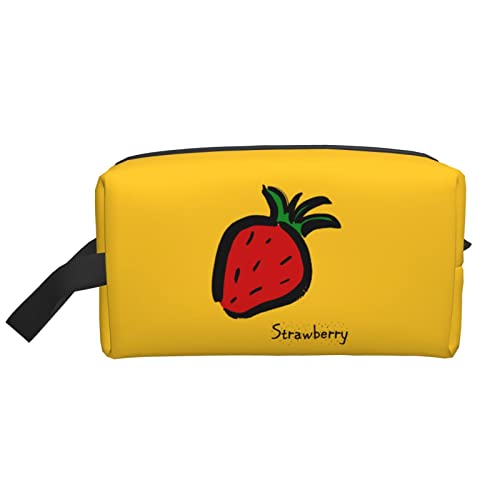 Red Berry Strawberry Yellow Make-up-Tasche, Reise-Toilettenartikel, Make-up-Organizer, große Kapazität, tragbare Reise-Kosmetiktaschen für Frauen und Mädchen von DJNGN