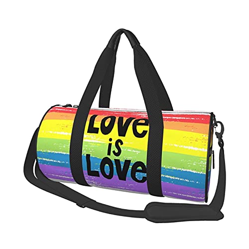 Regenbogen-Gay-Pride-Liebe-ist-Liebe-Reise-Seesäcke, Fitnessstudio, Sportgepäck, große Reise-Einkaufstasche, Übernachtungs- und Wochenendtaschen für Männer und Frauen von DJNGN