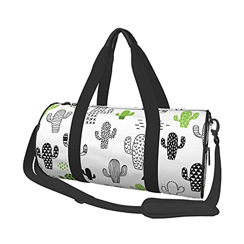 Reise-Seesäcke mit grünem Pflanzen-Kaktus-Motiv, für Fitnessstudio, Sportgepäck, große Reise-Einkaufstasche, Übernachtungs- und Wochenendtaschen für Damen und Herren von DJNGN