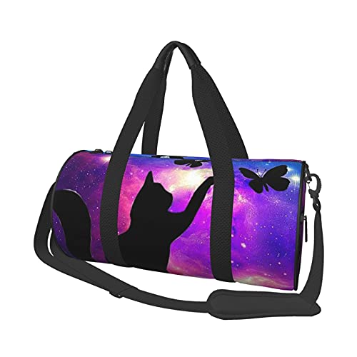 Reisetasche mit Katzen-/Schmetterlings-/Sternenhimmel und Galaxie-Motiv, für Fitnessstudio und Sport, große Reisetasche, Wochenendtasche für Männer und Frauen von DJNGN