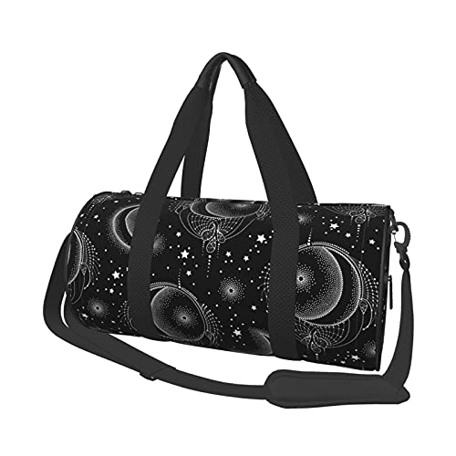 Reisetaschen im Stil mit weißen Sternen, Mond und Spitze, für Fitnessstudio und Sportgepäck, große Reisetasche, Übernachtungs- und Wochenendtaschen für Männer und Frauen von DJNGN