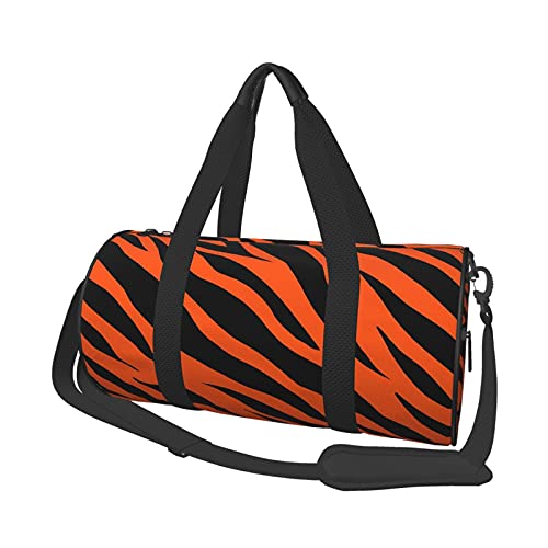 Reisetaschen mit Tigerorange-Hautstruktur, große Reisetasche, für Fitnessstudio und Sportgepäck, Übernachtungs- und Wochenendtaschen für Männer und Frauen von DJNGN