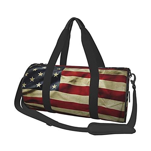 Reisetaschen mit amerikanischer Flagge im Retro-Stil, für Fitnessstudio, Sportgepäck, große Reisetasche, Übernachtungs- und Wochenendtaschen für Damen und Herren von DJNGN