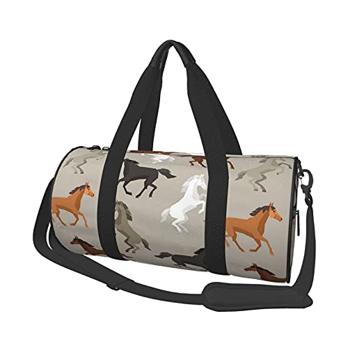Reisetaschen mit grauem Pferdemuster, für Fitnessstudio und Sport, große Reisetasche, Wochenendtasche für Männer und Frauen von DJNGN
