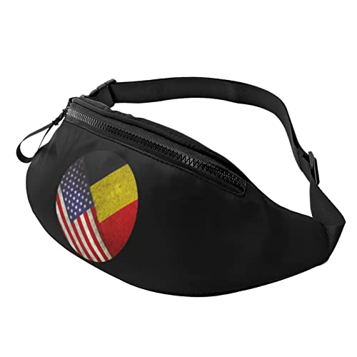 Retro-Amerika- und Belgien-Flagge, lässige Gürteltasche, Herren- und Damen-Freizeit-Sport-Gürteltasche, Sporttag, Übungsgeschenk von DJNGN