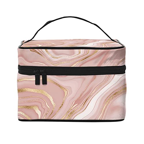 Rosa Marmor-Make-up-Tasche, Reise-Kosmetiktasche für Frauen, Mädchen, große Make-up-Organizer-Tasche, tragbare Kulturtasche, Reiseutensilien von DJNGN