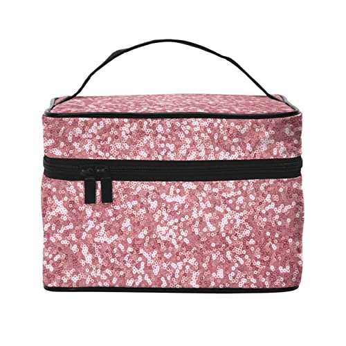 Rosa Pailletten-Make-up-Tasche Reise-Kosmetiktasche für Frauen Mädchen Große Make-up-Organizer-Tasche Tragbare Kulturtasche Reiseutensilien von DJNGN