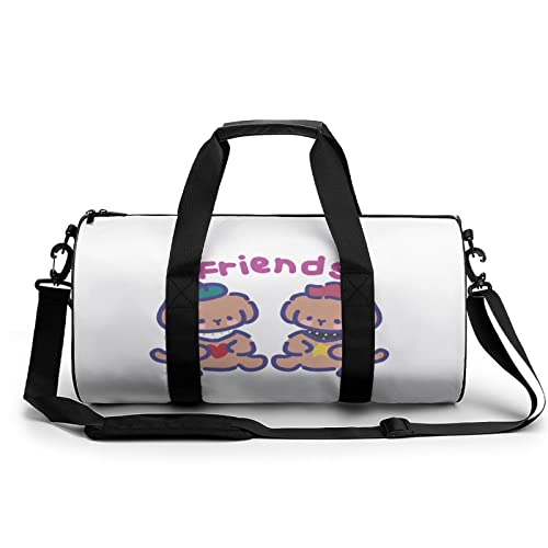 Runde Reisetasche, Cartoon-Hundefreund, Sporttasche für Männer und Frauen, Seesack, Sporttasche von DJNGN