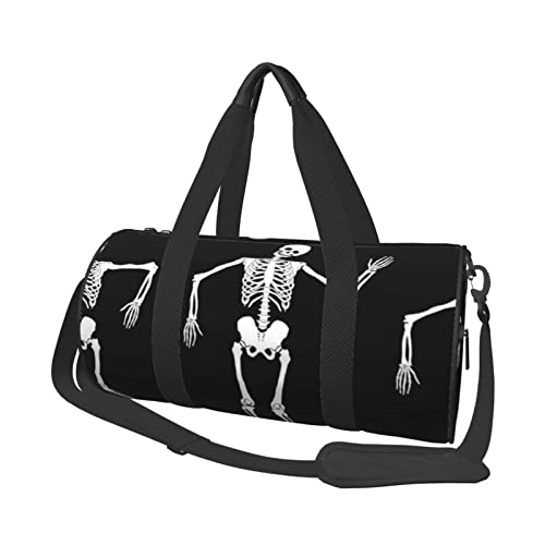 Runde Reisetasche, Coole Skelett-Sporttasche für Männer und Frauen, Seesack, Sporttasche von DJNGN