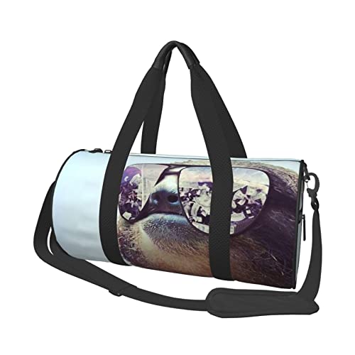 Runde Reisetasche, Faultier mit Sonnenbrille, Sporttasche für Herren und Damen, Seesack, Sporttasche Runde Reisetasche, Faultier mit Sonnenbrille, Sporttasche für Herren und Damen, Seesack, Sporttasche von DJNGN