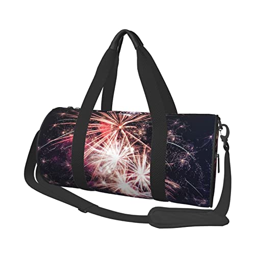 Runde Reisetasche, Motiv: Explosion, Feuerwerk, Sporttasche für Herren und Damen, Seesack, Sporttasche von DJNGN