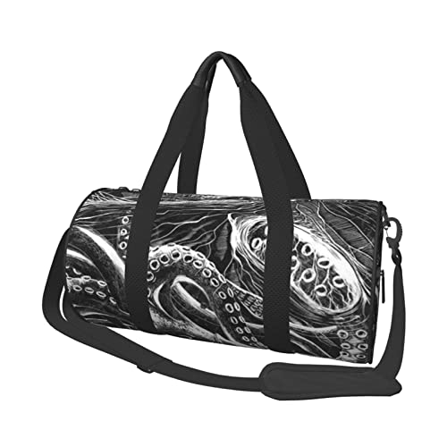 Runde Reisetasche, Motiv: Ocean Scratchboard Art, Sporttasche für Herren und Damen, Seesack, Sporttasche von DJNGN