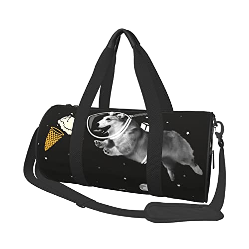 Runde Reisetasche, lustiger Hund im Weltraum, Sporttasche für Männer und Frauen, Seesack, Sporttasche von DJNGN