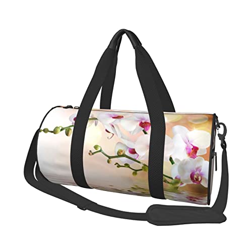 Runde Reisetasche, weiße Orchidee im Teich, Sporttasche für Herren und Damen, Seesack, Sporttasche von DJNGN