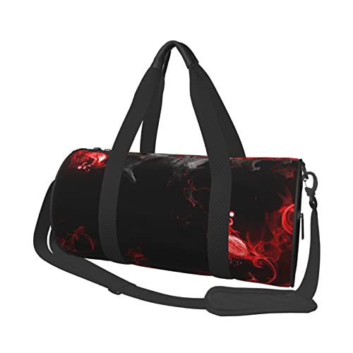 Runde Reisetasche Rot Schwarz Weiß Abstrakt Sporttasche Für Männer Frauen Seesack Sporttasche von DJNGN