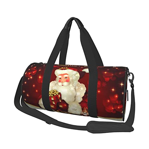 Runde Reisetasche mit Aufschrift „Frohe Weihnachten, Weihnachtsmann, Sporttasche für Männer und Frauen, Seesack, Sporttasche von DJNGN